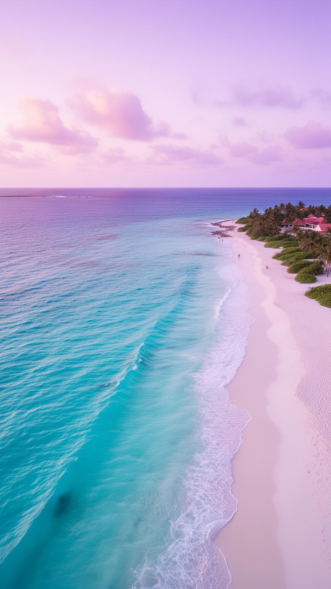 Turquoise ocean meeting a Curaçao beach at sunset